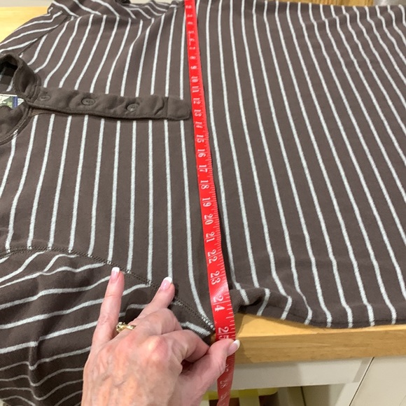 Eddie Bauer sport shop soft 100% cotton size tall large brown with white stripes - Picture 9 of 16